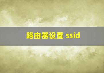 路由器设置 ssid